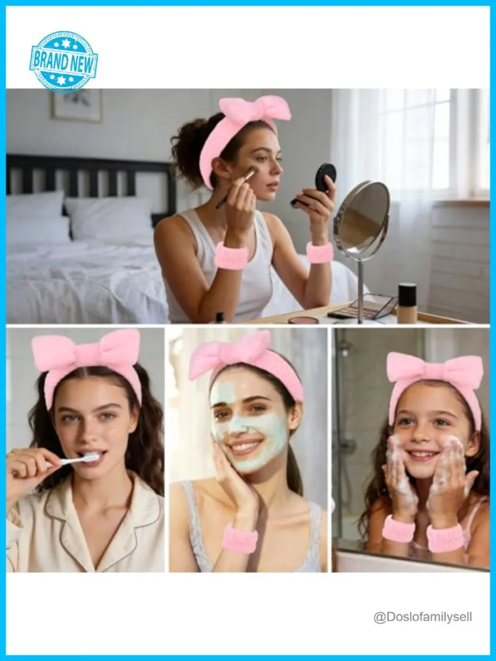 Spa Headband and Wristband Set with Hair Claw Clips Facial Headbands for
